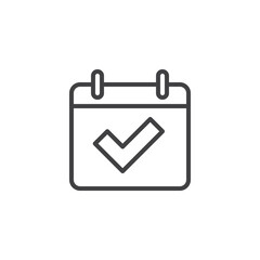 Calendar and check mark line icon