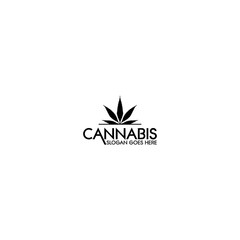 Cannabis leaf logo template isolated on white background