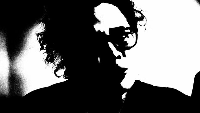 upset woman in black and white