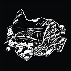 skull and bones tropical