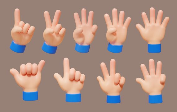 Hand counting numbers icon set