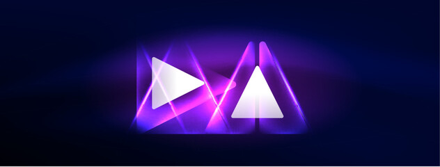 Naklejka premium Neon lights hacking geometric background, virtual reality or artificial intelligence concept, cyberpunk geometric template for wallpaper, banner, presentation, background