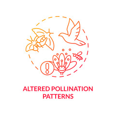 Gradient altered pollination patterns icon representing heatflation concept, isolated vector, linear illustration of global warming impact.