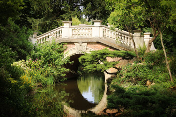An ancient bridge in a Parisian park
