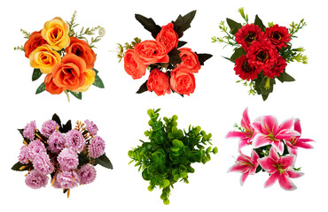 Set of beautiful floral bouquet isolated