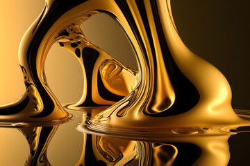 Abstract Liquid Gold Flowing Background
