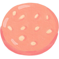 burger patty protein food, cartoon painting