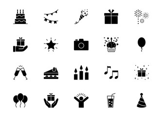 Set of party icons, vector illustration