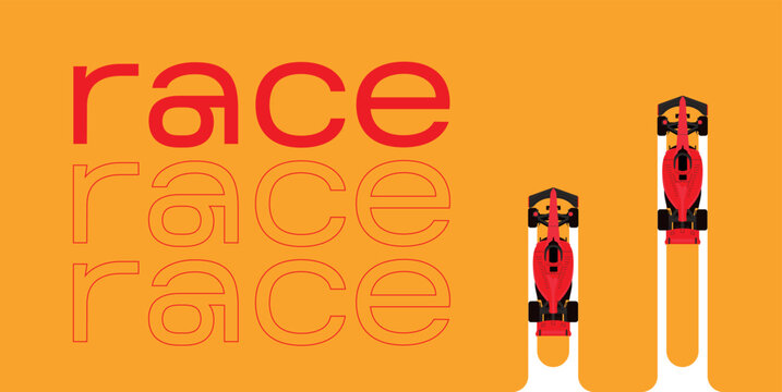 Red formula car. F1 landscape. Speed racing tournament. Formula One championship. Motorsport concept. Vector Illustration isolated on background. Poster design