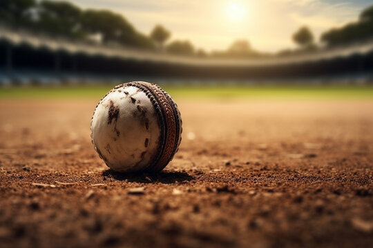 A closeup image of a cricket ball - Generative AI