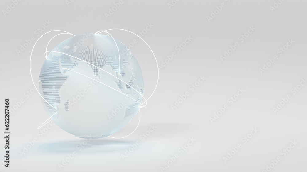 Poster white earth globe on floor. growing network over the earth. location point marker of shipment or net