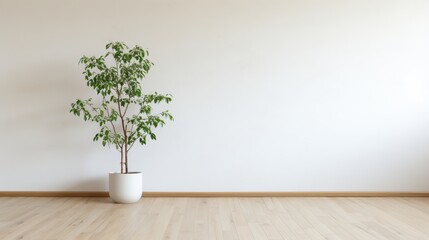 Empty interior room modern concept with pot flower