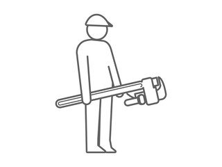 working person icon, illustration of person holding a wrench