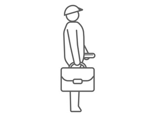 working person icon, illustration of person carrying briefcase and worksheet