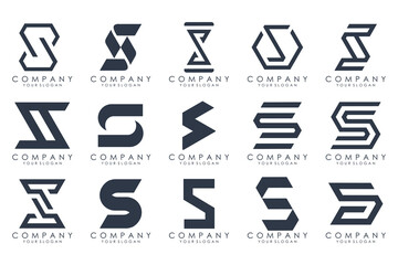 Abstract collection with letters S logo design. creative design logotype S with black colors.