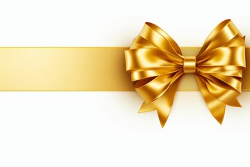A curly gold ribbon for Christmas and birthday present banner isolated against a white background - Generative AI