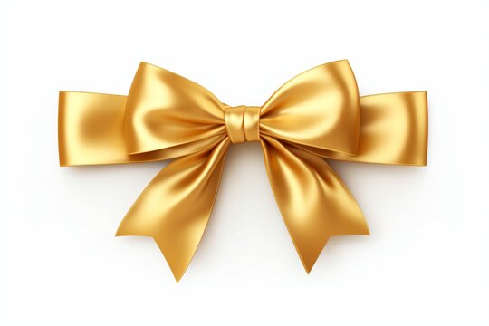 Beautiful golden ribbon isolated on white. Festive decor - Generative AI
