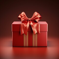 red gift box with bow - Generative AI