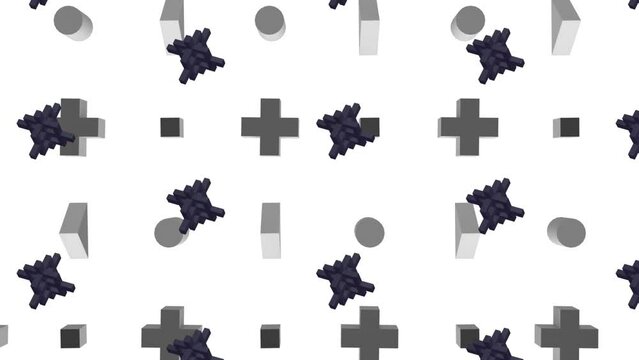 Animation of black and grey shapes repeated on white background
