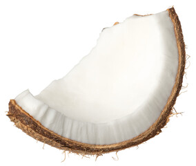 Fresh coconut meat isolated on white background.