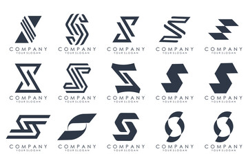 Abstract collection with letters S logo design. creative design logotype S with black colors.