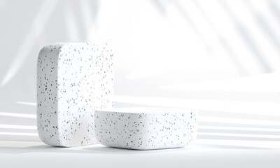 terrazzo marble podium on for product presentation. 3d illustration..