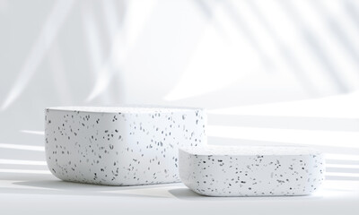 terrazzo marble podium on for product presentation. 3d illustration