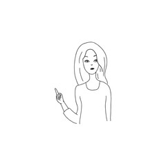 Cartoon character, woman in a bad pointing her finger