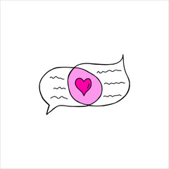 Love correspondence icon. Hand drawing design style. Vector.