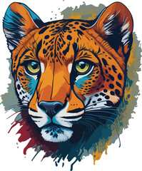 Colorful cheetah face vibrant bold vivid colors t-shirt design vector illustrations. Prismatic cheetah persona