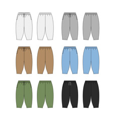 Harem pants ( sarrouel pants ) vector template illustration set