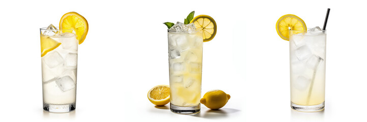 Set of cocktail tom collins isolated on white background - obrazy, fototapety, plakaty