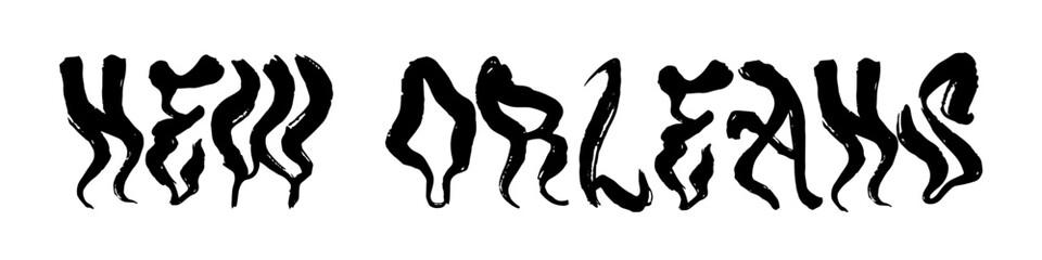 New Orleans USA Lettering. Hand drawn letters. Hand drawn greeting card with text New Orleans. Vector black illustration isolated on white background eps 10