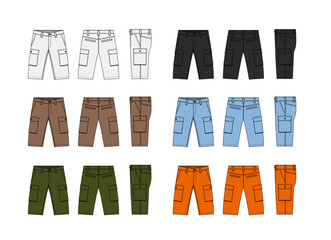 Mens shorts ( short pants ) vector template illustration set