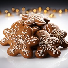 Obraz na płótnie Canvas Christmas gingerbread cookies with royal icing.