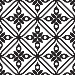 floral seamless damask pattern, Wallpaper Victorian style, porcelain indigo background design, black and white ceramic wallpaper decor Vector illustration