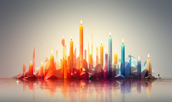 Picture with colorful creative candles, on a light background.