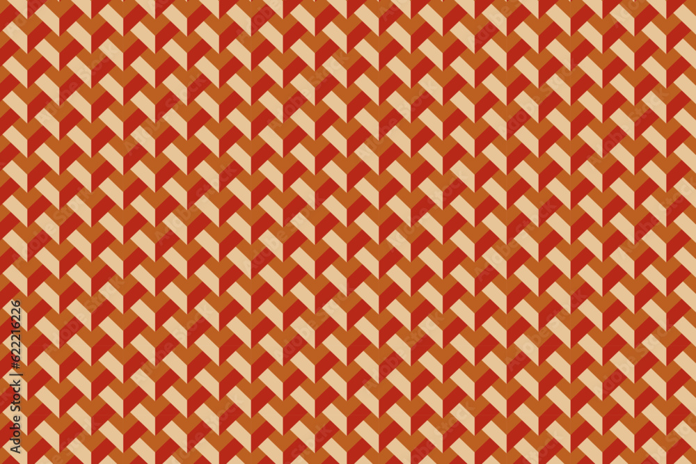 Poster orange 3d cubic block stripes seamless pattern. isometric cube blocks vector background.
