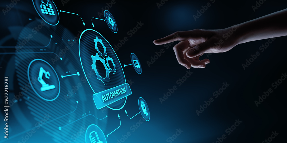 Poster automation software technology process system business concept
