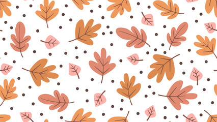 Cute hand drawn autumn fall season seamless vector pattern background illustration with leaves