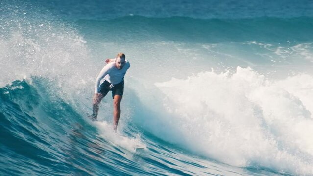 Surfing pack. Surfers ride the ocean wave. Set of several footages of the persons surfing ocean wave in the Maldives