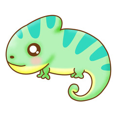 Cute Green Iguana Illustration