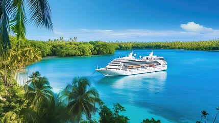 Luxury with all-inclusive cruises to breathtaking tropical destinations. Set sail on a magnificent ship adorned with lavish amenities and exquisite accommodations. Generated by AI.