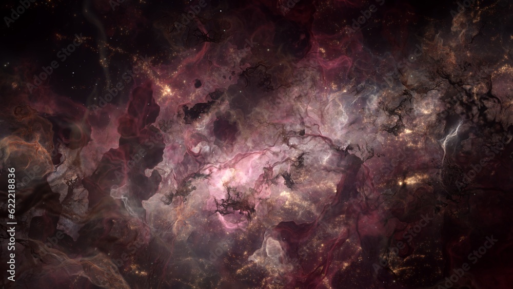Wall mural distant galaxy star cluster in alien deep space. science fiction concept 3d illustration of mystery 