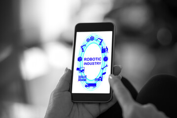 Robotic industry concept on a smartphone