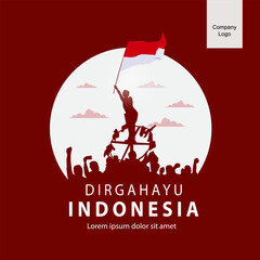independence day indonesia with silhouette illustration of climbing competition inside white circle