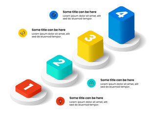 Infographic template. 4 growing isometric columns with numbers