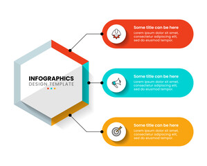 Infographic template. Hexagon with three steps and icons