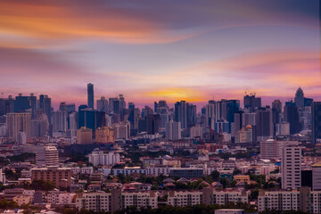 Fototapeta premium Aerial view of Downtown skyline Bangkok, 