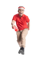 Indonesian man supporting Indonesian team when competing